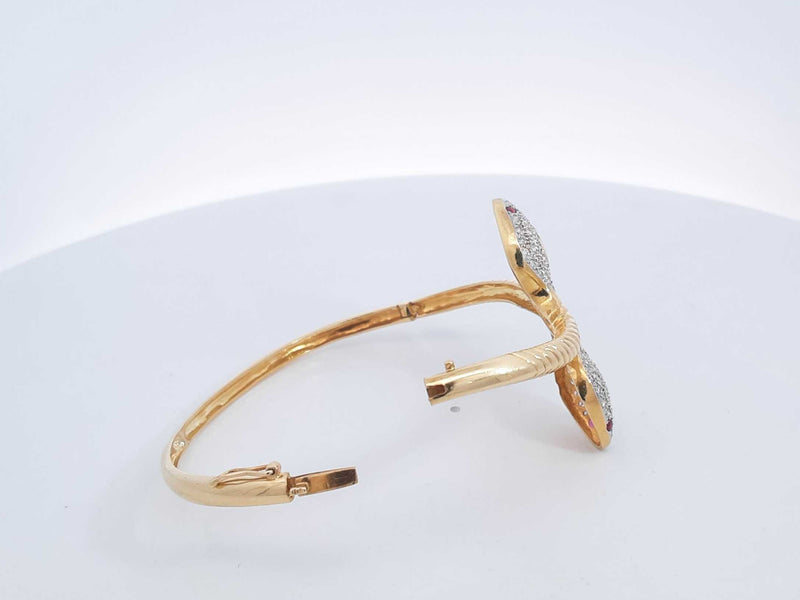 .96 Cttw Diamond 18k Yellow Gold Bangle Bracelet 12.30g 6.5 In Aa0525crzsa