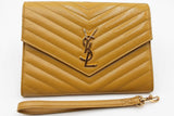 Yves Saint Laurent Grain De Poudre Chevron Quilted Wristlet Clutch Eb0726pxzdu
