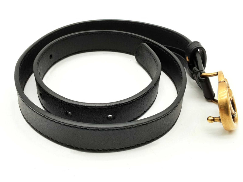 Gucci Gg Black Marmont Thin Leather Belt Size 65/26 Do1224crde