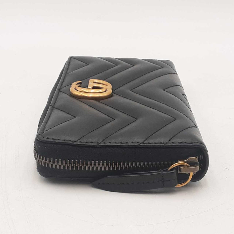 Gucci Gg Marmont Zip Around Black Wallet Sd0825ozxsa