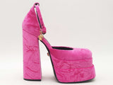 Versace Medusa Aevitas Velvet Platform Pump Pink Size 37 Aa0525ezsa