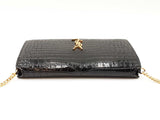 Yves Saint Laurent Cassandre Phone Holder In Croc-embossed Leather Fw0825wzxdu