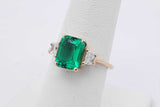 Green Gemstone & Lab Grown Diamond Ring 14k Yellow Gold 3.2g Size 7 Eb0926wxzsa