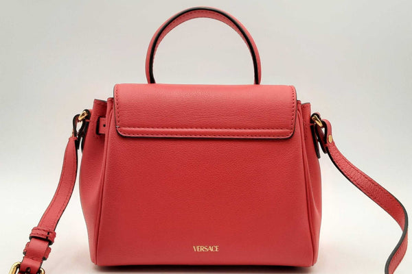 Versace La Medusa Red Leather Top Handle Bag Eb0125rxzsa