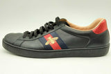 Gucci Black Leather Ace Sneakers With Bee Embroidery Size 12.5 Eb1224lrxsa