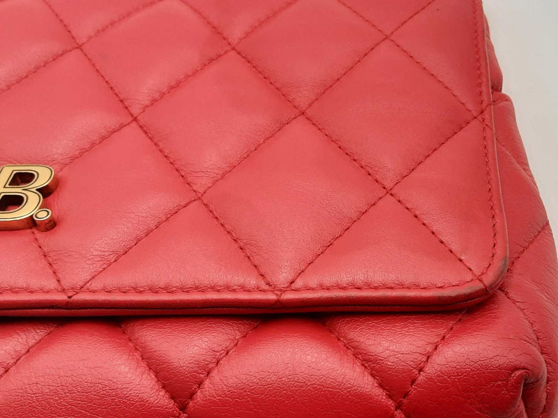 Balenciaga Quilted Red Leather Touch B. Shoulder Bag Eb1024wrxsa