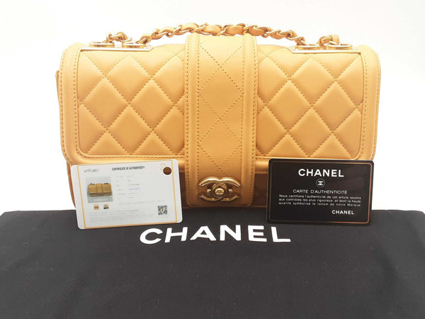 Chanel Quilted Lambskin Elegant Cc Yellow Handbag Aa0425lwzxsa