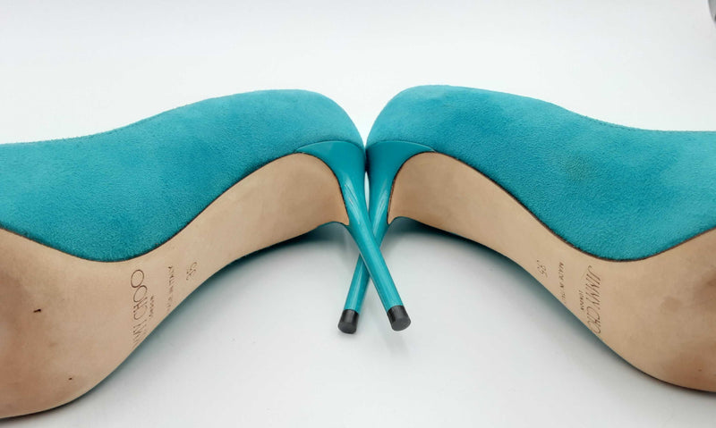 Jimmy Choo London Malibu Teal Suede Esme Heels Size 35 Eblorsa 144010028586