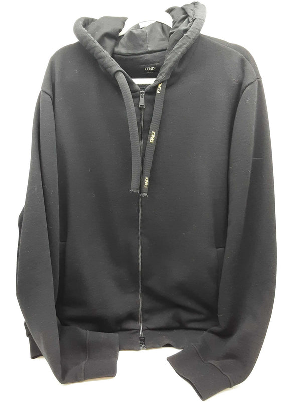 Fendi Black Cotton Zipper Hoodie Jacket Do0325exzde