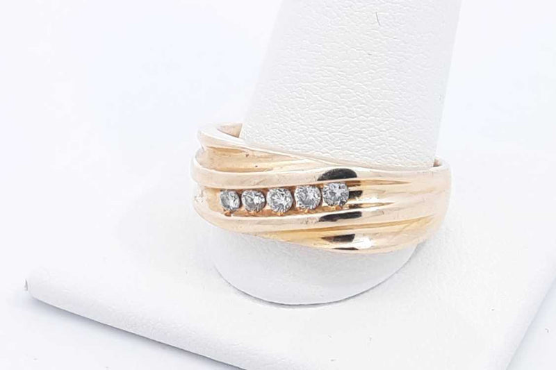 Approx. 0.15ctw Diamond Ring In 14k Yellow Gold 7.2 Grams Size 11 Eb1124orxsa