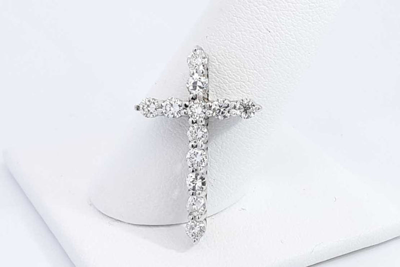 Approx. 1.32ctw Diamond Cross Pendant In 14k White Gold 5.8 Grams Eb0223lxxzsa