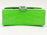 Balenciaga Croc Embossed Leather Hourglass Crystal Xs Green Handbag Aa0126rzxsa