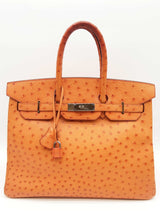 Hermes Birkin 35 Tangerine Orange Ostrich Palladium Handbag Do0126lirxzde