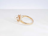 Pearl Bypass Ring In 14k Yellow Gold 3.3 Grams Size 9 Fw0925llxdu
