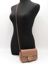 Gucci Marmont Super Mini Bag In Taupe Matelassé Leather Fw0126wzxdu