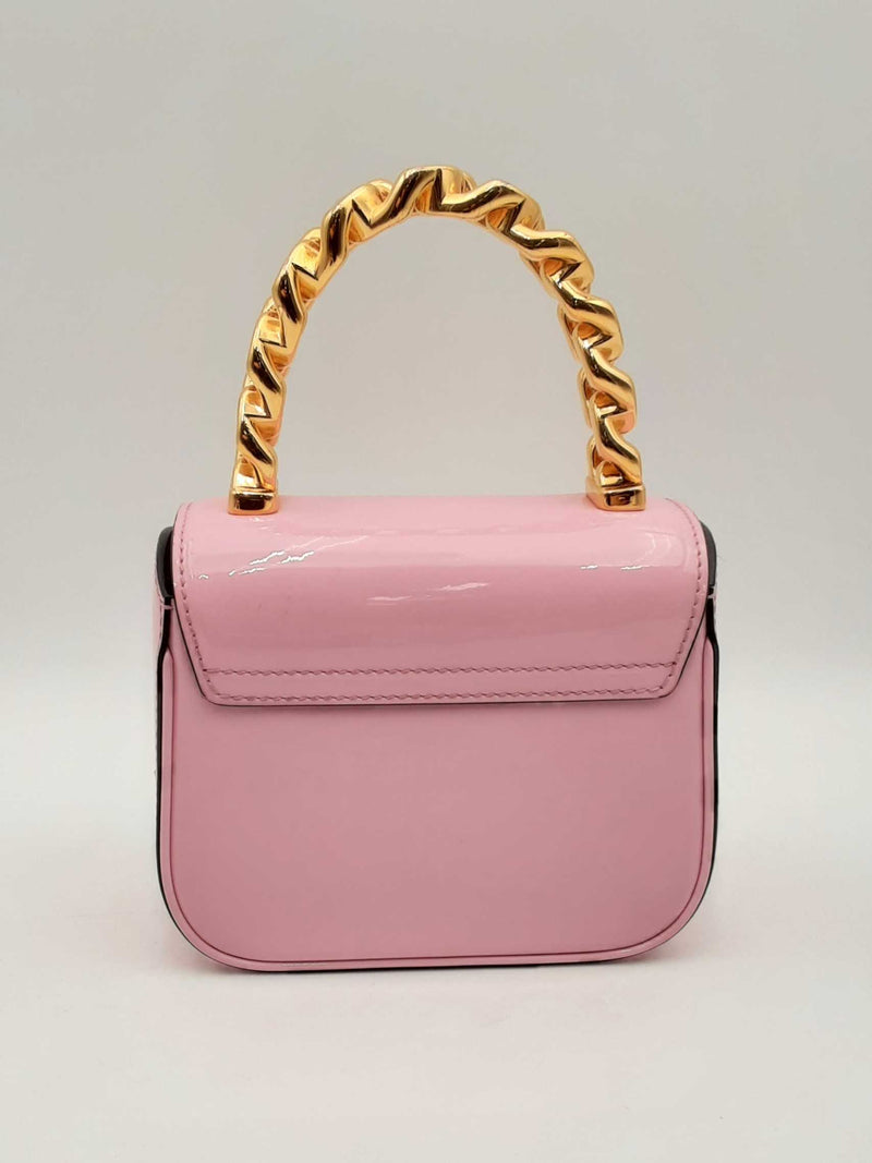 Versace La Medusa Mini Bag In Pink Patent Leather Fw1124cxzsa