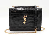 Yves Saint Laurent Sunset Wallet With Chain In Croc-embossed Leather Fw0326cxzdu