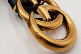 Gucci Black Leather Belt With Gold Tone Gg Buckle Size 75/30 Eb0425oxzdu