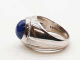 Blue Star Sapphire 14k White Gold 8.3g Ring Size 6.75 Do0726ixzde