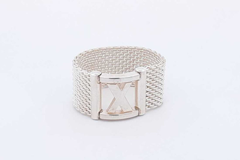 Tiffany & Co. 925 Atlas Somerset Mesh Ring 6.5 Grams Size 9 Eb0924crsa