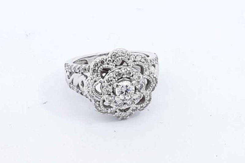 Aprox. 1.02ctw Diamond Ring In 14k White Gold 5.4 Grams Size 5 Eb0924ocrdu