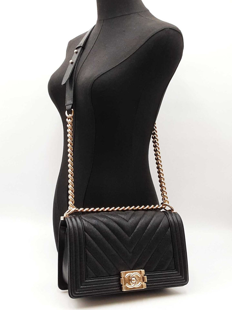 Chanel Boy Bag In Black Quilted Caviar Leather Fw0725orzxdu