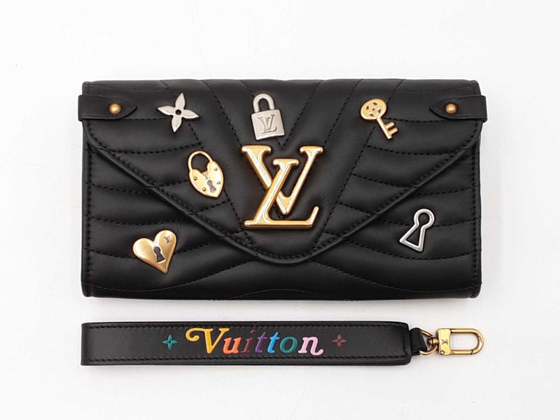 Louis Vuitton Love Lock New Wave Black Leather Long Wallet Fw0625wzxdu