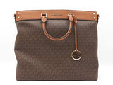 Michael Kors Travel Large North South Tote Bag In Brown Signature Coated Canvas Fw0726pxdu
