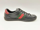 Gucci Ace Black Leather Low Top Sneakers Size 7 Fw0924crsa