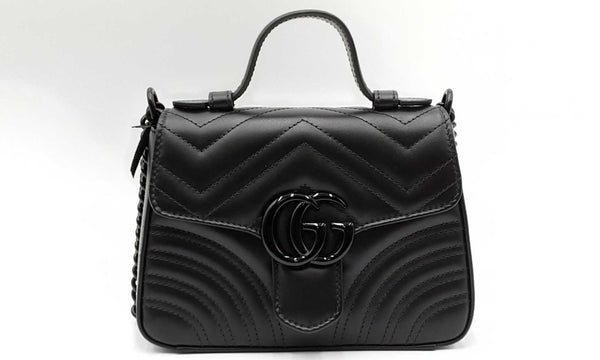 Gucci Gg Marmont Black Chevron Leather Mini Top Handle Bag Eblpxzdu144030000224