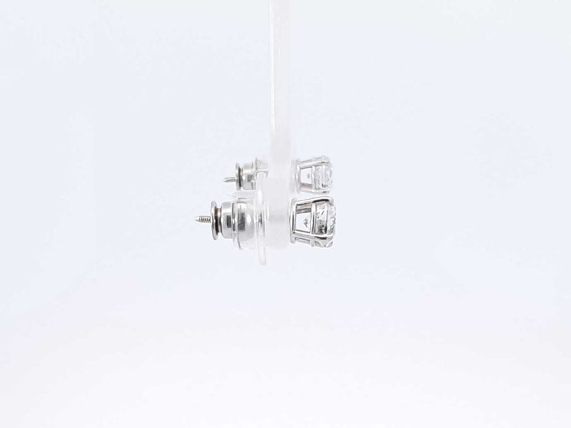 1.0 Cttw Diamond & 14k White Gold Stud Screwback Earrings 1 Gram Fw0725wxzdu