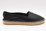 Saint Laurent Embossed Logo Black Leather Espadrilles Size 38 Eb0326oxzsa