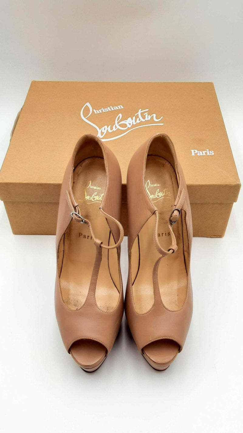 Christian Louboutin Calfskin Altapoppins 150 Beige Pumps Eb0525crdu