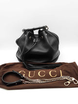 Gucci Miss Bamboo Handle Black Leather Bucket Bag Eb0726wixde