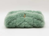 Yves Saint Laurent Loulou Puffer Pouch In Iced Mint Shearling Fw0826ozxdu