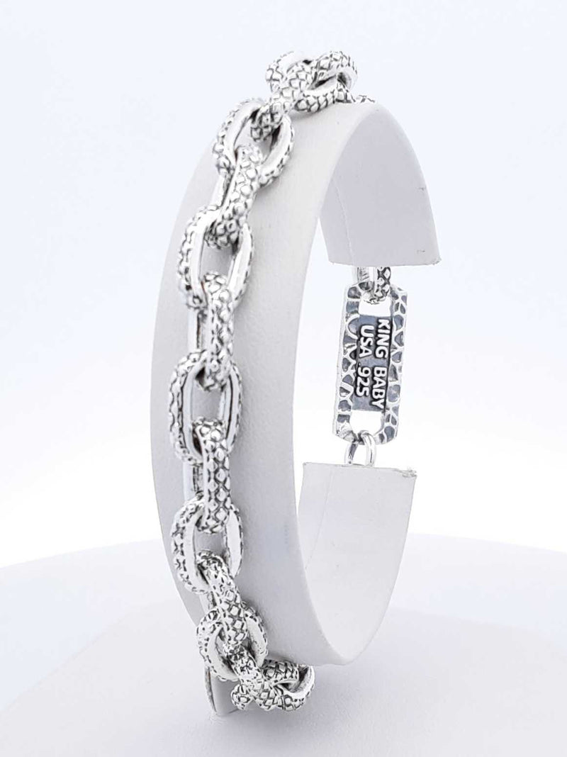 King Baby Sterling Silver Oval Link Bracelet 31.9 Grams 7 Inch Fw0425ixdu