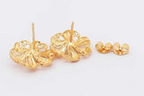 18k Yellow Gold Filigree Flower Stud Earrings 5.4 Grams Eb0226pxzsa