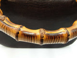 Gucci Bamboo 1947 Top Handle Bag In Dark Brown Lizard Skin Leather Fw0526prxdu