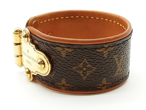 Louis Vuitton Save It Brown Monogram Leather Cuff Bracelet 6 In Do1025crde