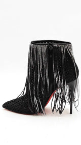 Christian Louboutin Fringe Curtain Ankle Boots Size 38 Eb1125lxzdu