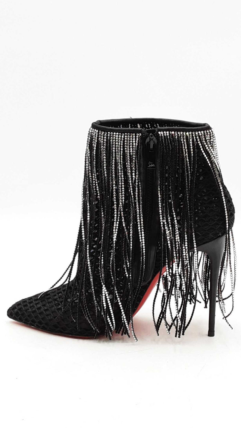 Christian Louboutin Fringe Curtain Ankle Boots Size 38 Eb1125lxzdu