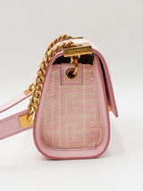Balmain 1945 Pink & Beige Monogram Jacquard & Leather Shoulder Bag Fw0926wxzdu