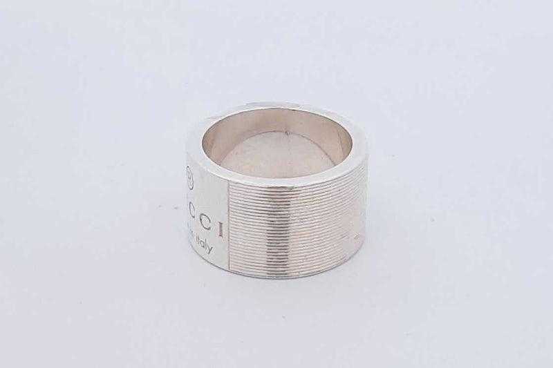 Gucci Trademark Sterling Silver Band Ring 13.7 Grams Size 6 Eb1125rxdu