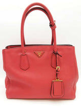 Prada 2 Way Red Vitello Daino Leather Tote Bag Do0725porde