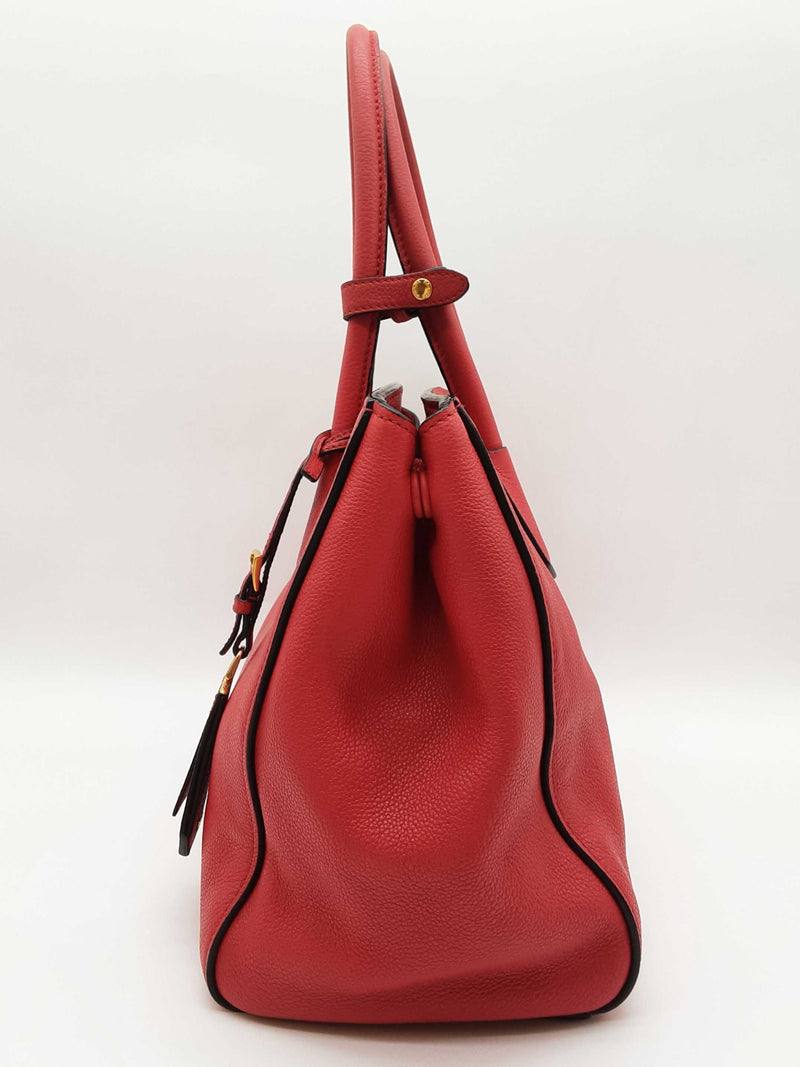 Prada 2 Way Red Vitello Daino Leather Tote Bag Do0725porde