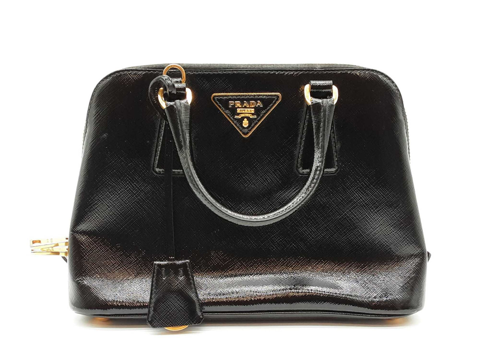 美品 シルクPRADA 黒 リングハンドル パーティーバッグ PRADA（プラダ） ショルダーバッグ CANAPA カナパ ジャルディニエール