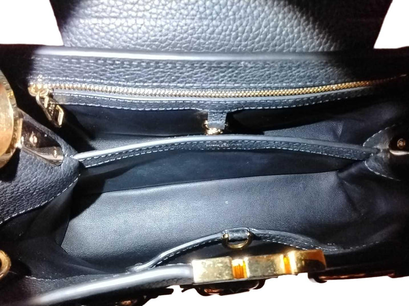 Louis Vuitton Capucines Pm Black Metal Flowers Taurillion Black Handbag Jg10250zcr