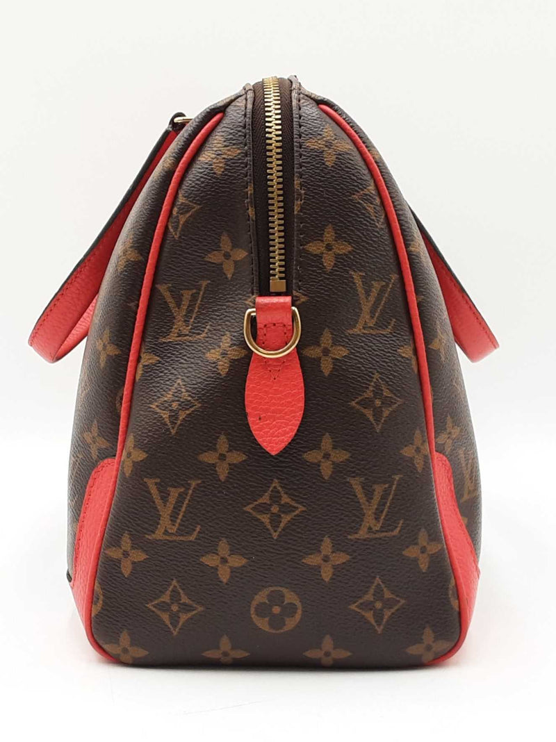 Louis Vuitton Retiro Handbag In Monogram Coated Canvas & Red Leather Fw0625wzxdu