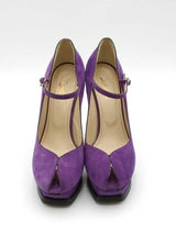Yves Saint Laurent Tribute Mary Janes Purple Suede Pumps Size 37.5 Eb0926crsa