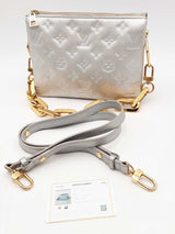 Louis Vuitton Embossed Monogram Puffy Silver Coussin Bb Shoulder Bag Eb1224lxxzsa